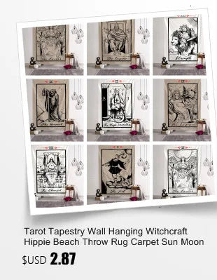 Tarot Tapestry Wall Hanging Witchcraft Divination Bed Sheet Beach Mat Bohemian Hippie TAPIZ Wall Home Decor