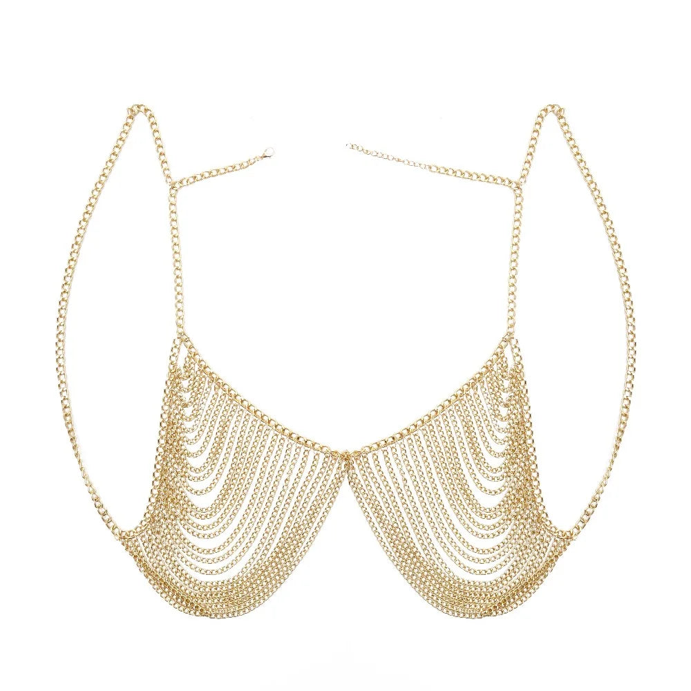 Sexy Chest Bra Chain Body Jewelry Women Metal Chain Multi Layer Body chain Jewelry Beach Accessories
