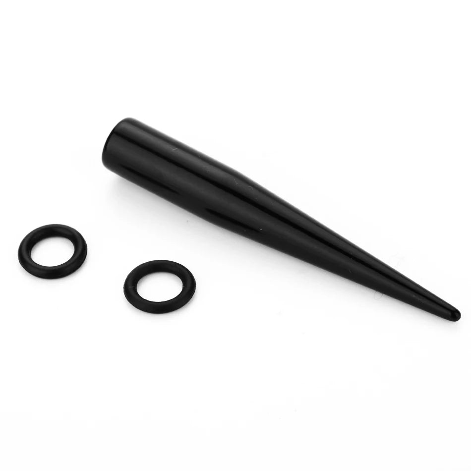 1 Pair Large Size UV Acrylic Black Ear Gauges Ear Taper Tunnel Ear Plug Stretching Expander Body Piercing Wholesale Jewelry