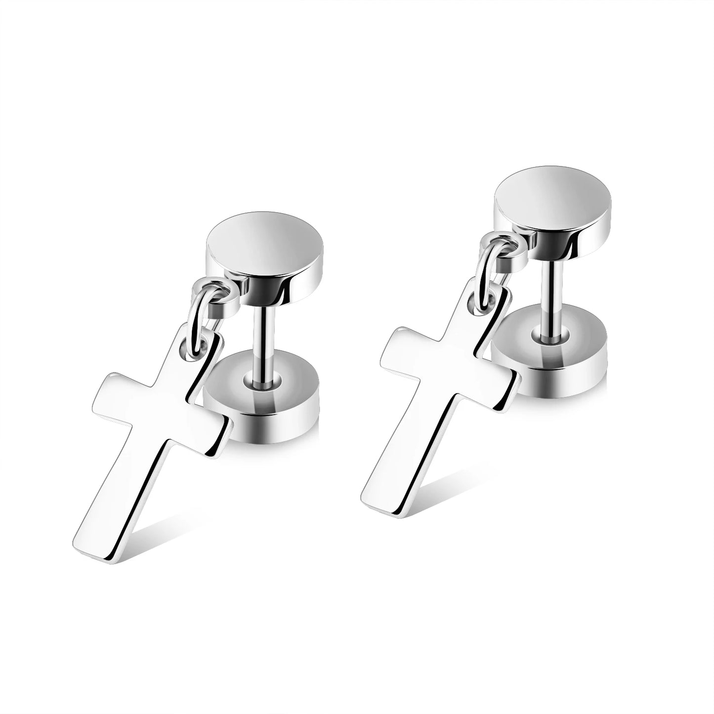 2021 Punk Stainless Surgical Steel Women Men's Stud Earrings Small Gothic Geometry Skeleton Rock Zircon Hip Hop Jewelry Earrings