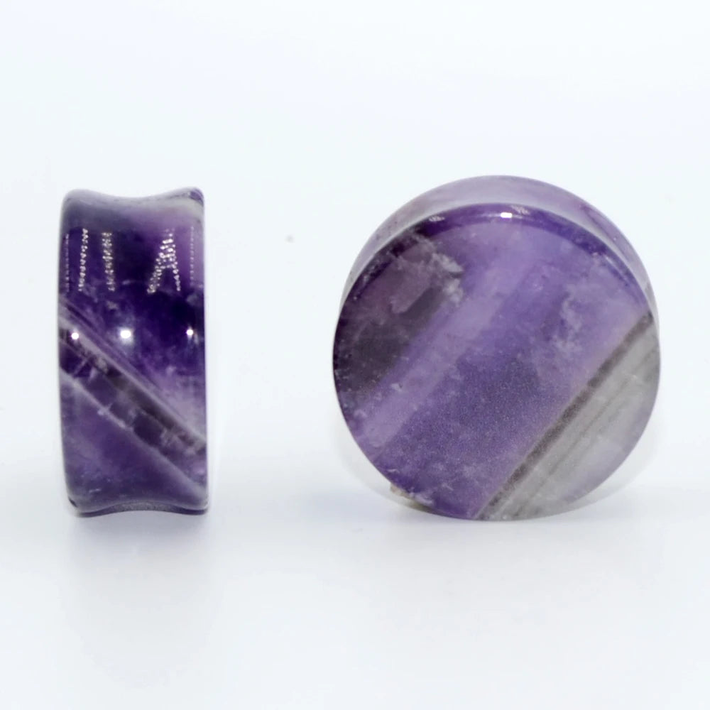 2PCS Natural Stone Double Flared Plug Opal Quartz Ear Tunnel Gauge Colorful Stone Ear Expander Weight Body Piercing Jewelry