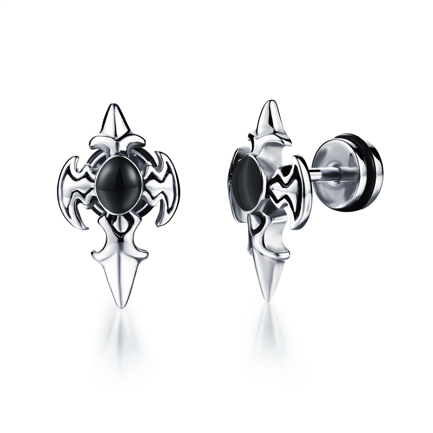 2021 Punk Stainless Surgical Steel Women Men's Stud Earrings Small Gothic Geometry Skeleton Rock Zircon Hip Hop Jewelry Earrings