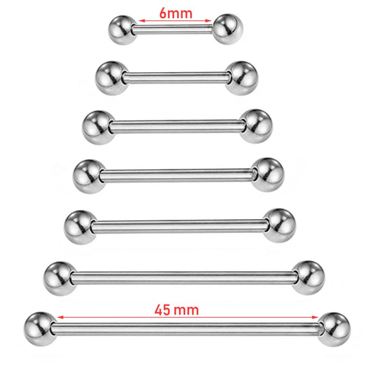 2 Pieces 14G/16G Surgical Steel Long Industrial Barbell Ring Tongue Nipple Bar Tragus Helix Ear Piercing Body Fashion Jewelry
