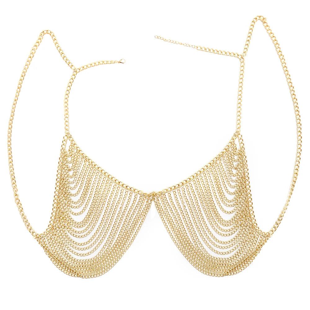 Sexy Chest Bra Chain Body Jewelry Women Metal Chain Multi Layer Body chain Jewelry Beach Accessories