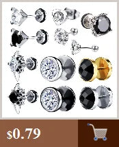 2021 Punk Stainless Surgical Steel Women Men's Stud Earrings Small Gothic Geometry Skeleton Rock Zircon Hip Hop Jewelry Earrings