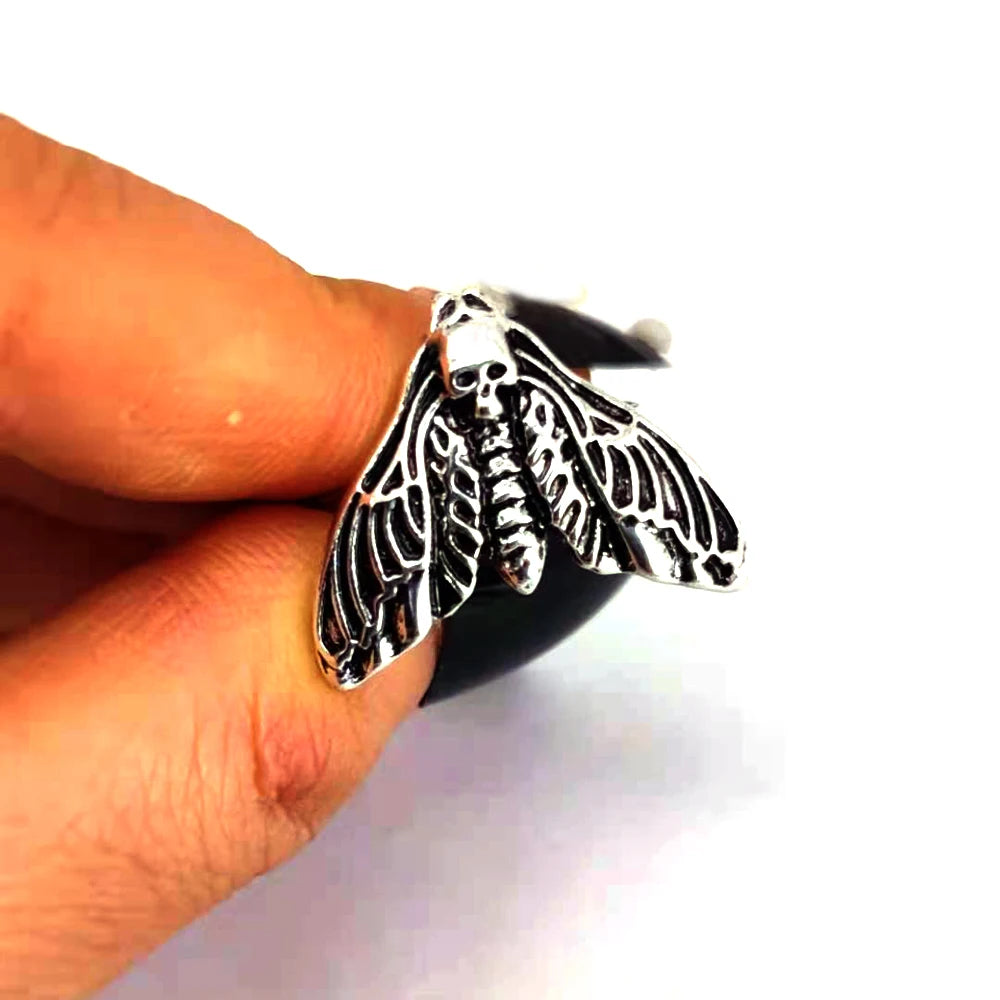 hzew 1pcs Resizable Death Head Skull Butterfly Moth Ring Creativity Gift For Women Men
