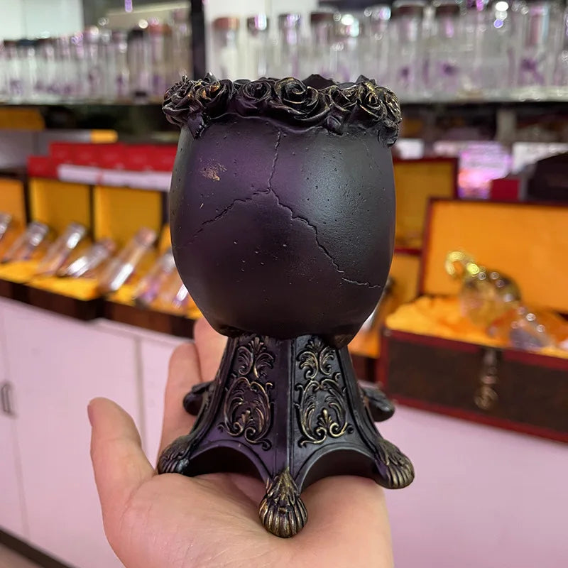 Carved Skull Stand for Crystal Ball Base Holder Environmental Resin Figurines Display Statue Home Ornament for 50-100mm Sphere