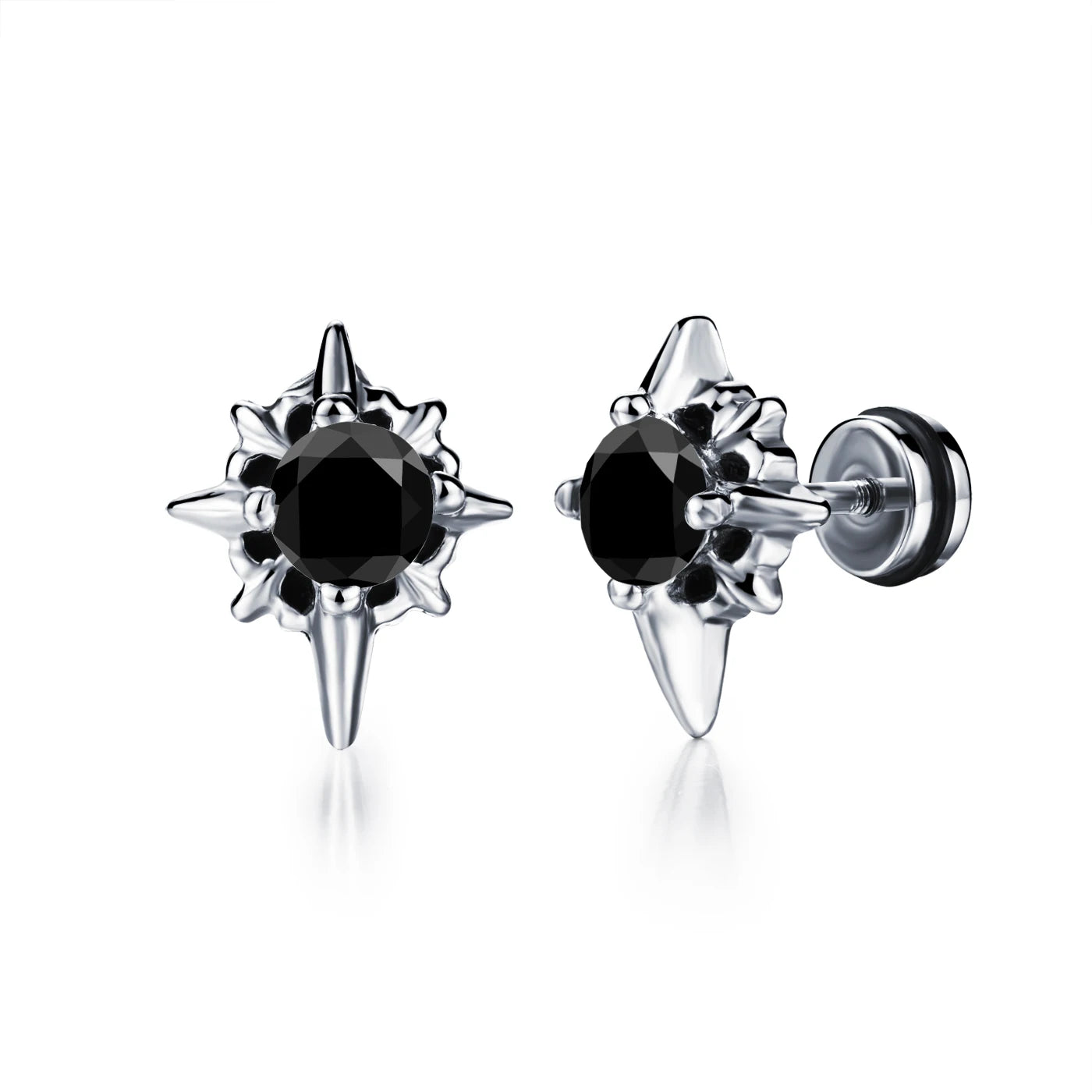 2021 Punk Stainless Surgical Steel Women Men's Stud Earrings Small Gothic Geometry Skeleton Rock Zircon Hip Hop Jewelry Earrings