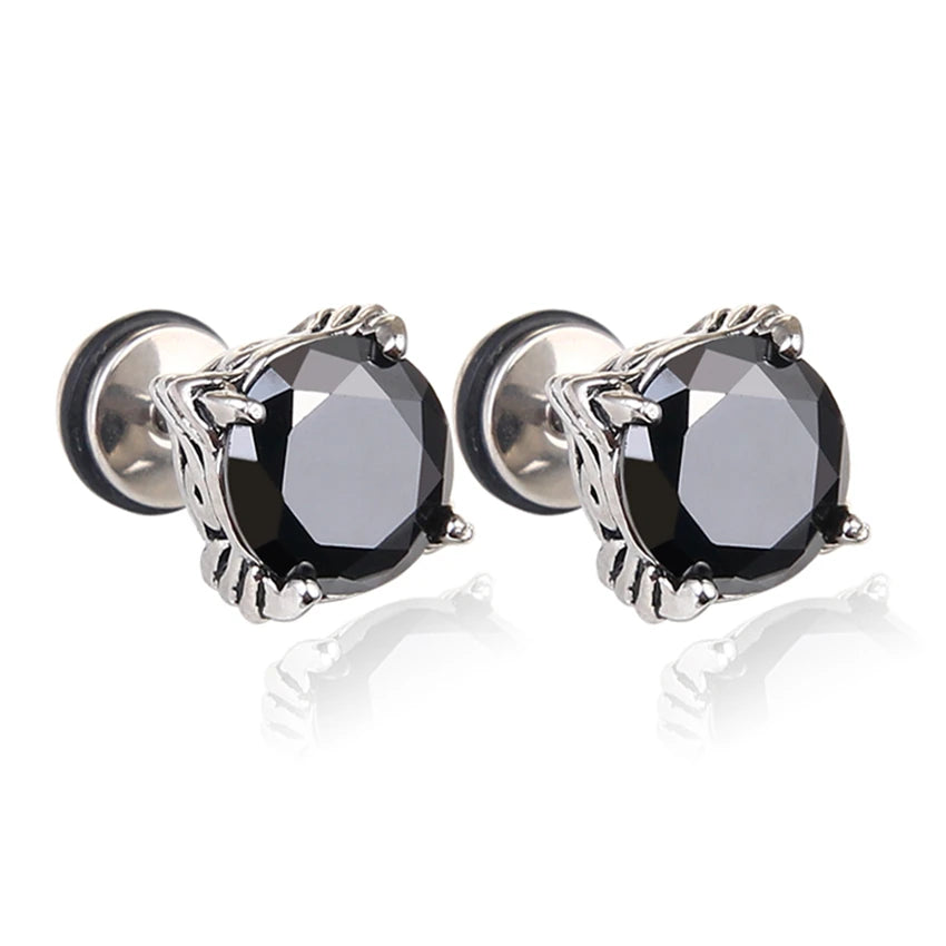 2021 Punk Stainless Surgical Steel Women Men's Stud Earrings Small Gothic Geometry Skeleton Rock Zircon Hip Hop Jewelry Earrings