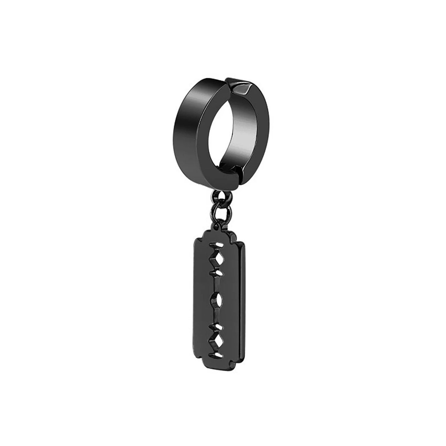 Vnox Punk Clip Earrings for Men Women, Black Stainless Steel Ear Accessory, Gothic Rock Hiphop Hoop Circle Earring 1 Piece