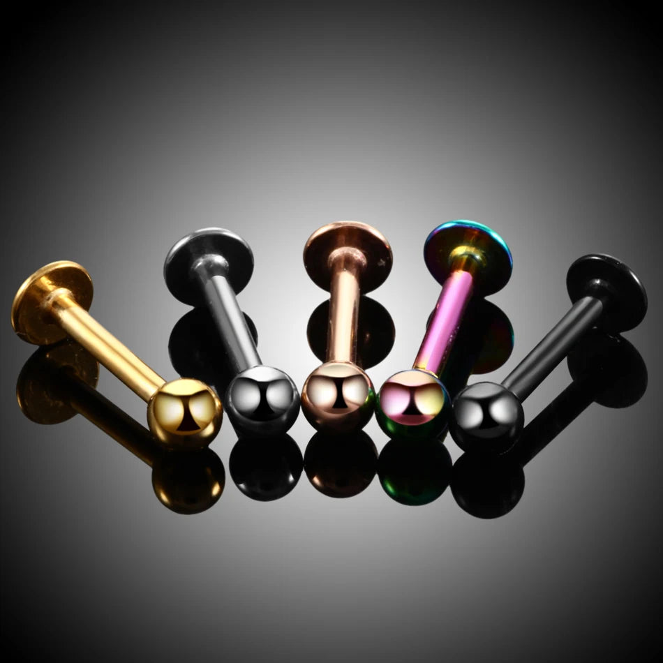 10pcs/lot Steel 16G Tragus Helix Bar 3mm Ball Labret Lip Bar Rings Stud Cartilage Ear Piercings Body Jewelry For Women Men