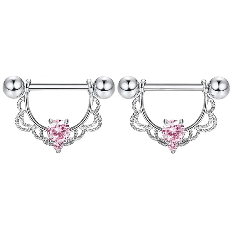 Stainless Steel Crown Nipple Piercing Set Heart Nipple Jewelry Bulk Crystal Nipple Ring Lot Piercing Pezon Body Jewelry Pack