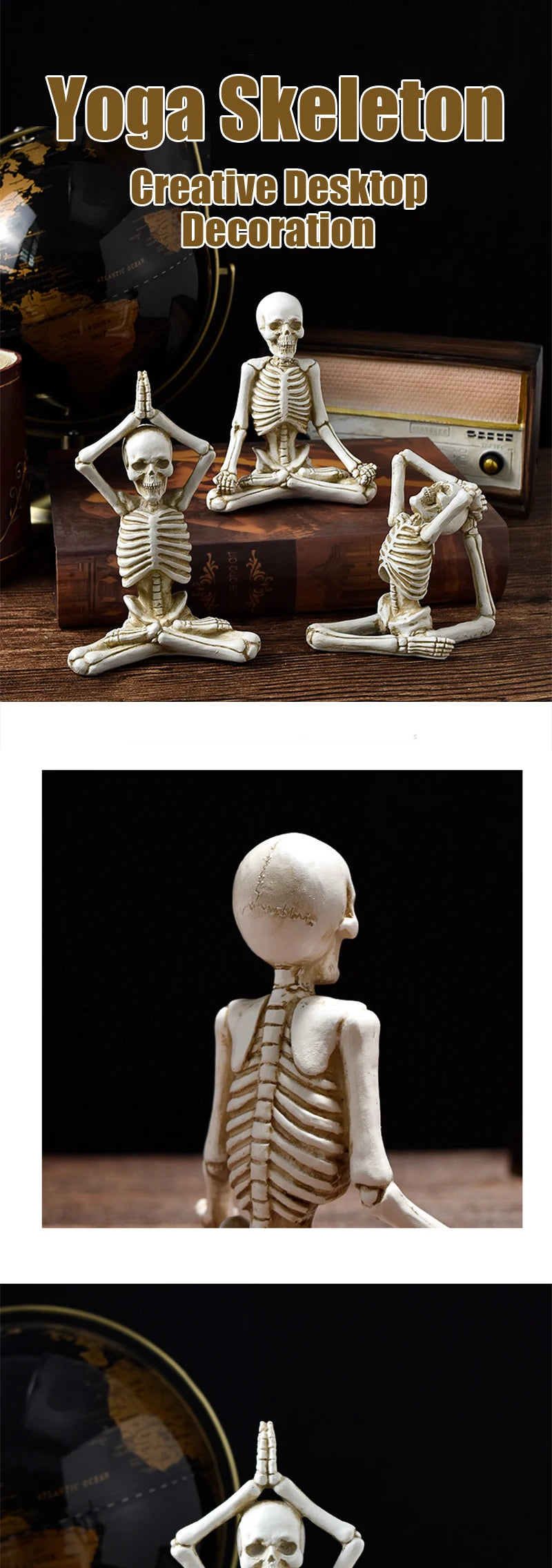 Yoga Skull Figure Decoration Halloween Decoration Commemorative Gift Holiday Atmosphere Resin Ornaments Crafts Home Decoration