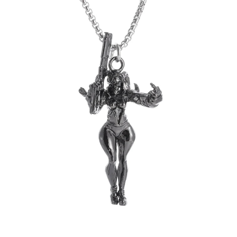 Fashion silver color guardian angel pendant necklace men and women personality angel wings prayer pendant necklace couple gift