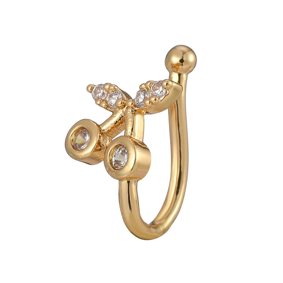 Fake Nose Ring Crystal Ear Cuff False Piercing Body Jewelry for Women Teens Golden Silver Color CZ Zircon Cooper Clip Ornaments
