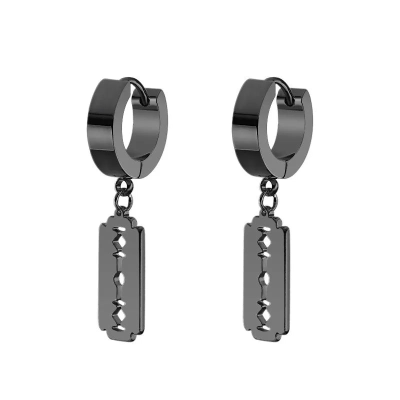 2pc Stainless Steel Cross Hoop Earrings for Men and Women Punk Black Cartilage Earrings Round Street Hip Hop Rock Jewelry Gifts