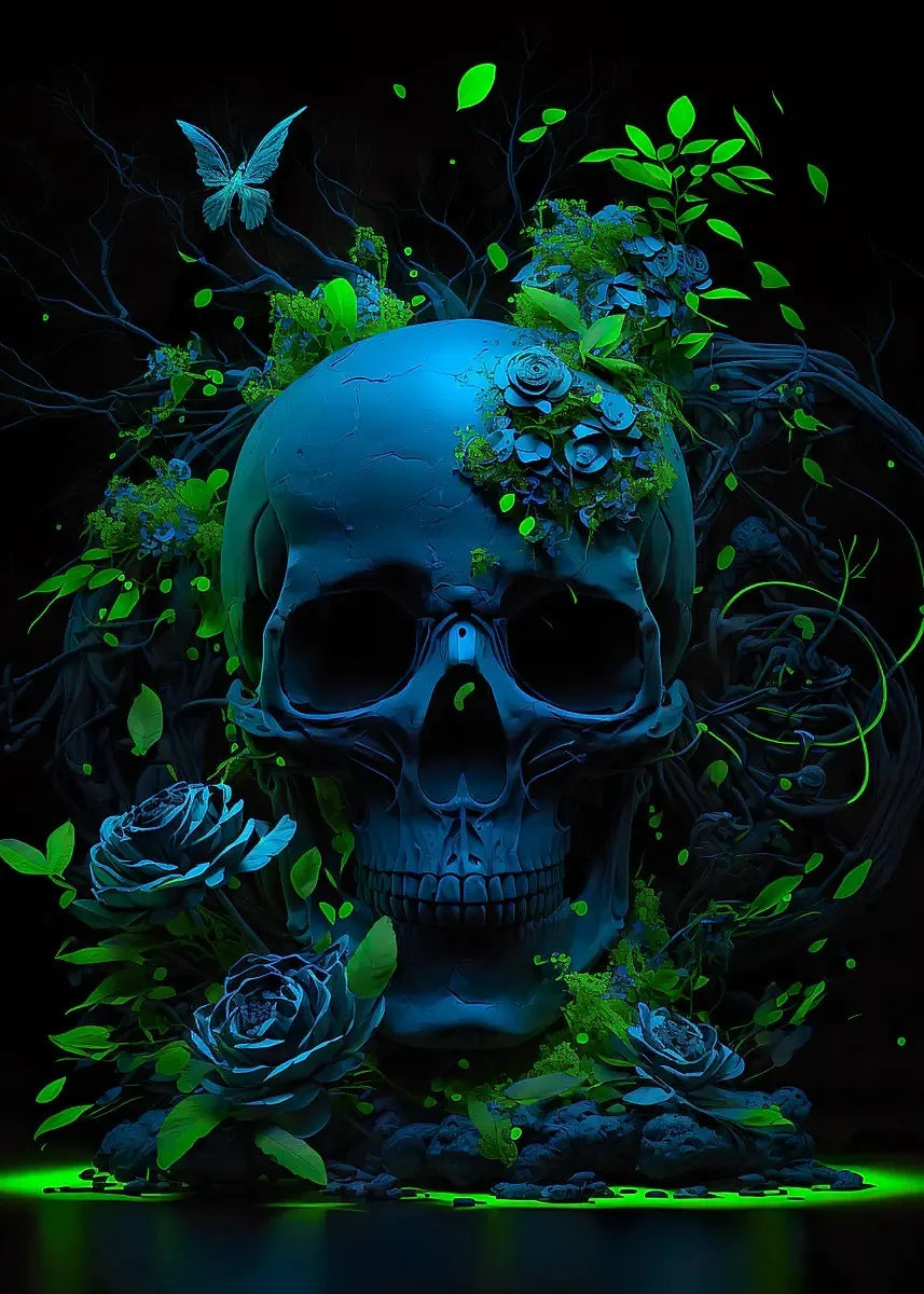 Flower Skull Dark Style Canvas Art Printing Fashion Popular Room Home Decoration Villa Natural Wall Art Printing Decoration Gift
