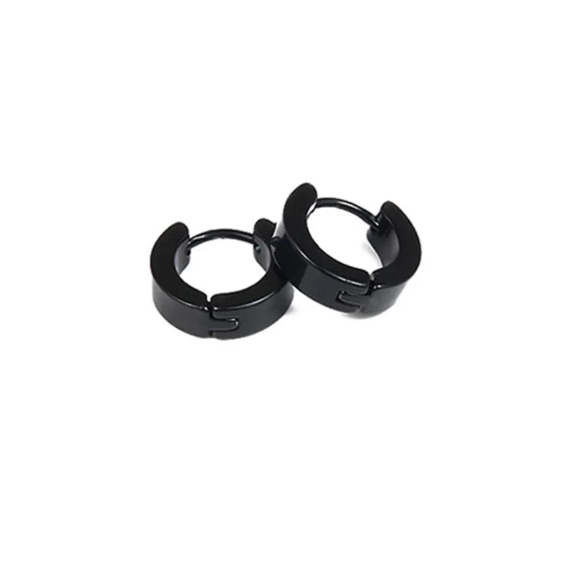 2pc Stainless Steel Cross Hoop Earrings for Men and Women Punk Black Cartilage Earrings Round Street Hip Hop Rock Jewelry Gifts