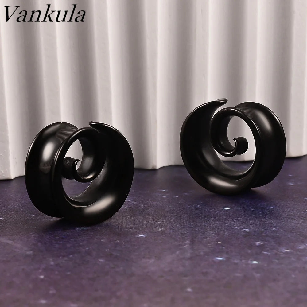 Vankula 2PCS New Round Spiral Saddle Plugs Hangers for Stretched Lobe Ear Tunnels Gauges Plugs Piercing Body Jewelry