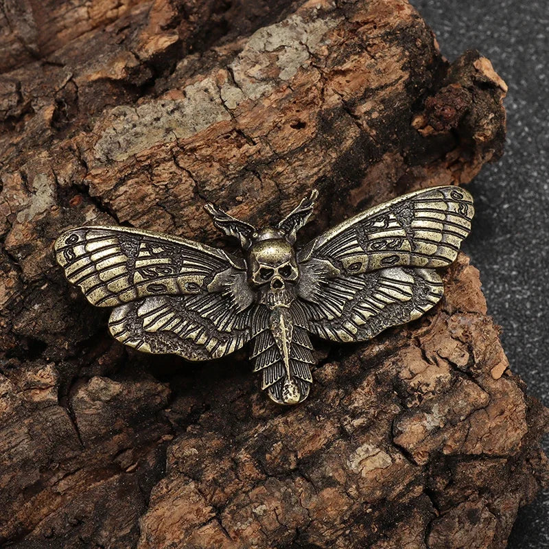 Vintage Gothic Death Skull Moth Brooch for Men Clothing Pin Fashion Hip Hop Rock Accessory Gift