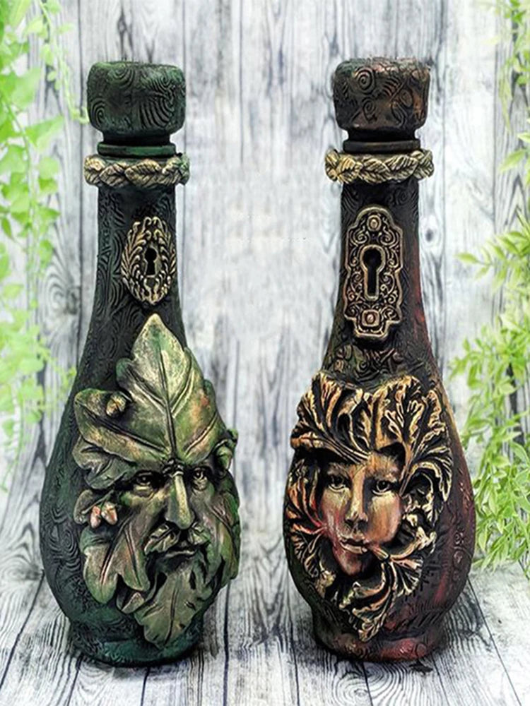 New Witch Bottle Celestial Decorative Moon Potion Jar Gothic Decorative Witchcraft Sculpture Home Decoration Ornament