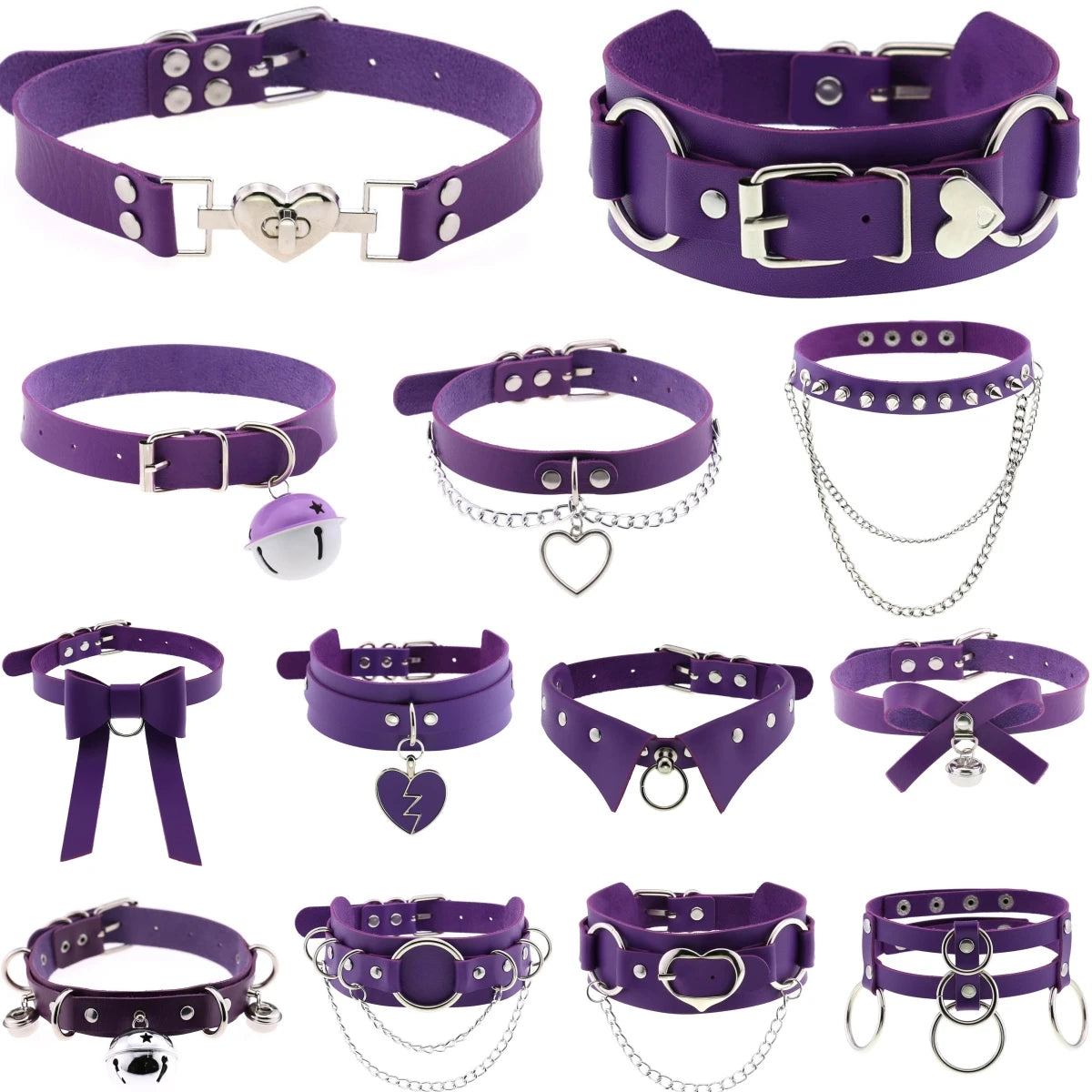 DIEZI Vintage Purple PU Leather Choker Necklace For Women Men Gift  Punk Gothic Statement Collar Pendant Necklace New Jewelry