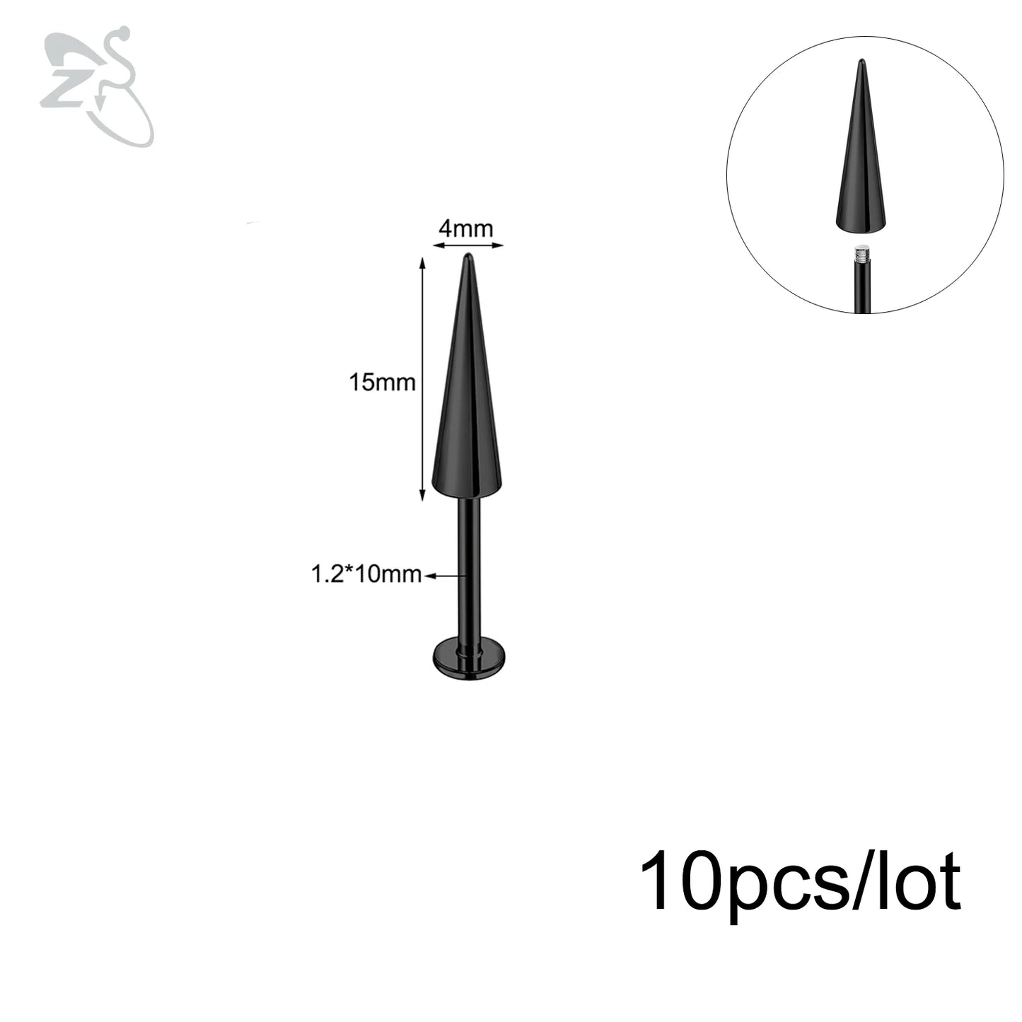 ZS 10Pcs/lot Stainless Steel Lip Labret Piercing for Women External Thread Lip Stud Ring Tragus Helix Cartilage Piercing 16G