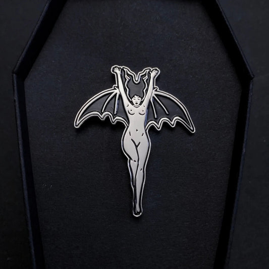 Vampire Bat Woman Witch Enamel Pin Halloween Devil Gothic Girl Badge Dark Art Brooch for Jewelry Accessory