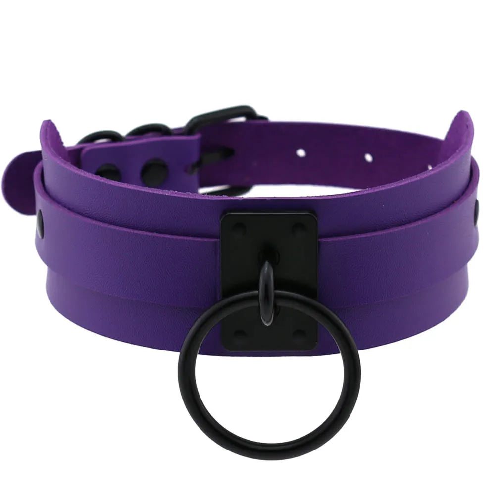 DIEZI Vintage Purple PU Leather Choker Necklace For Women Men Gift  Punk Gothic Statement Collar Pendant Necklace New Jewelry
