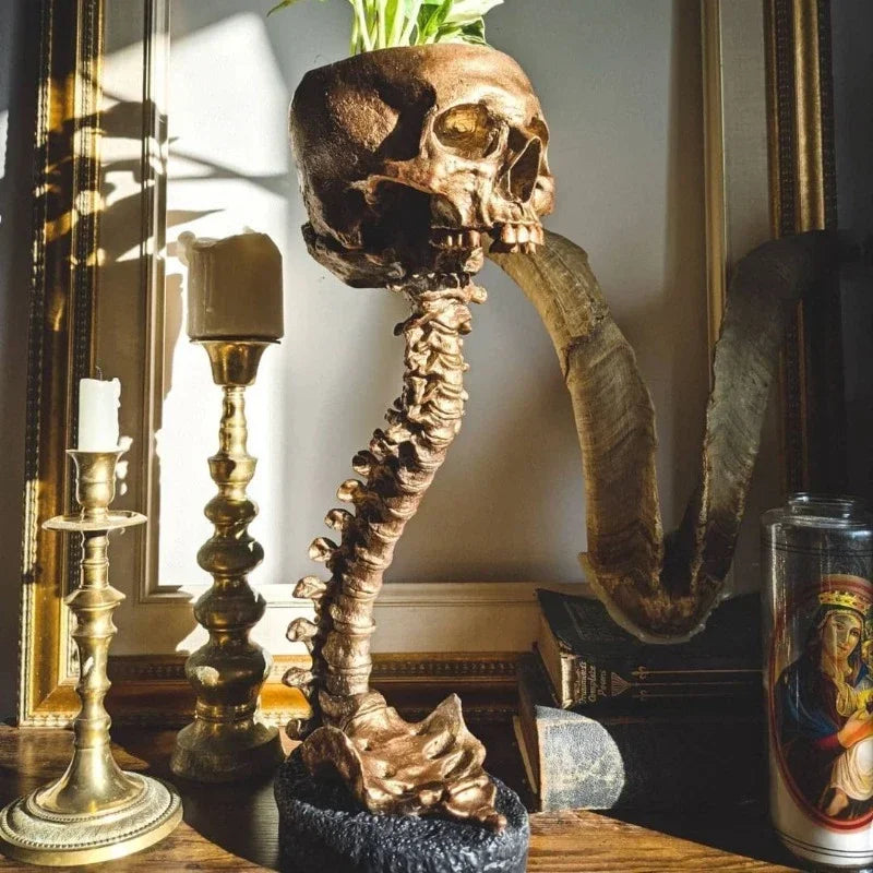 Skeleton Flower Pot with Spinal Support, Realistic Skeleton Flower Pot, Gothic Home Decoration, Resin Skeleton Shaped Flower Pot