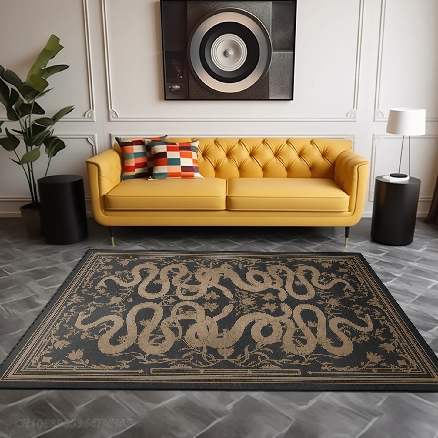 French Retro Style Creative Snake Living Room Carpet Floral Pattern Kitchen Corridor Bedroom Rug Home Decor Easy Care Sofa Rugs