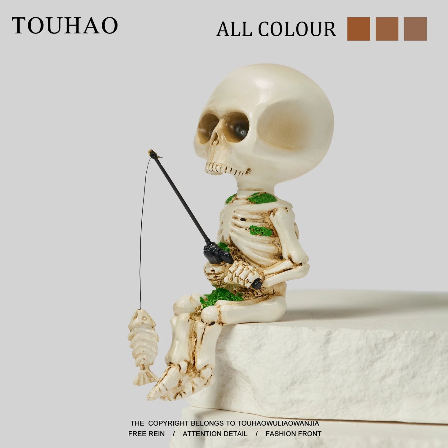 Skeleton Fishing Funny Home Decoration Accessories Creative Gifts Desktop Atmosphere Resin Living Room Decoration Ornaments
