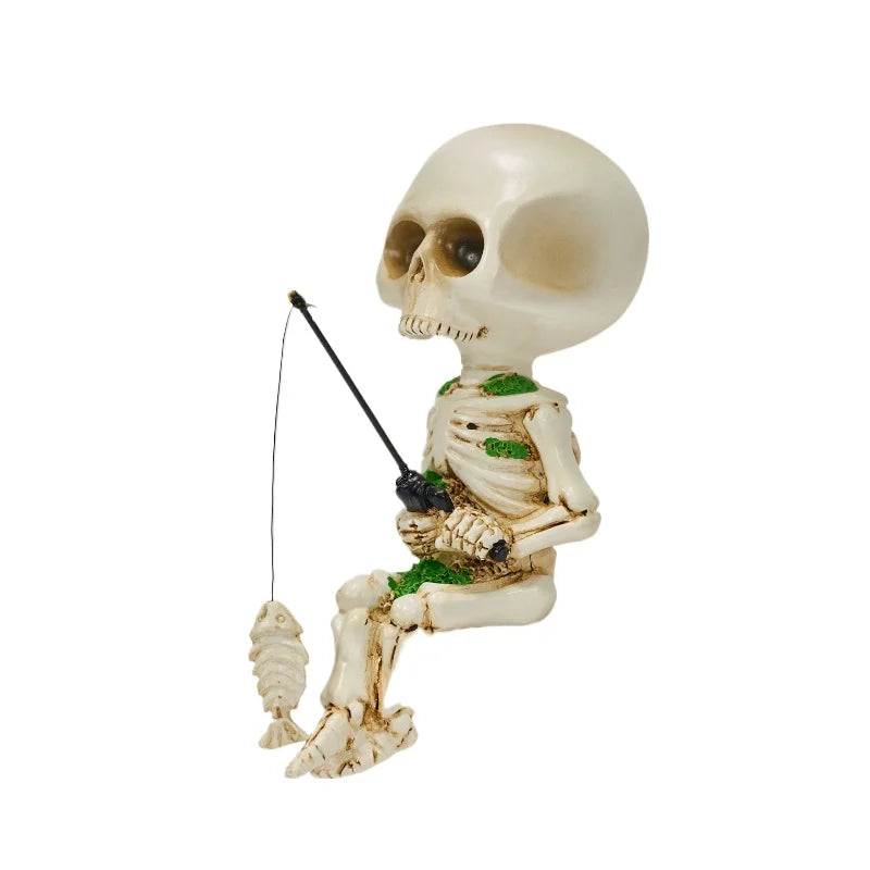 Skeleton Fishing Funny Home Decoration Accessories Creative Gifts Desktop Atmosphere Resin Living Room Decoration Ornaments