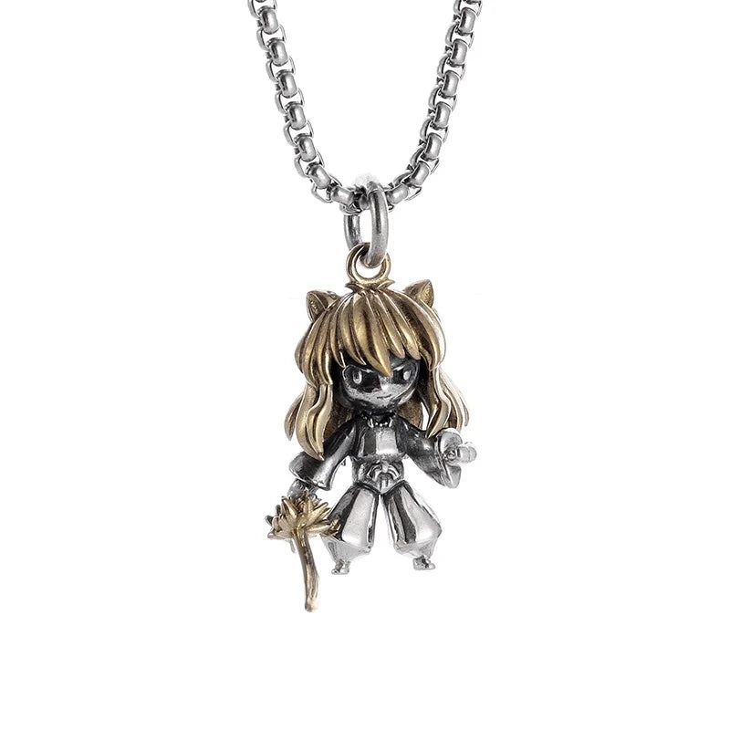 Fashionable and Sexy Female Baseball Player Statue Pendant Necklace Men and Women Hip-Hop Trend Jewelry Couple Gifts