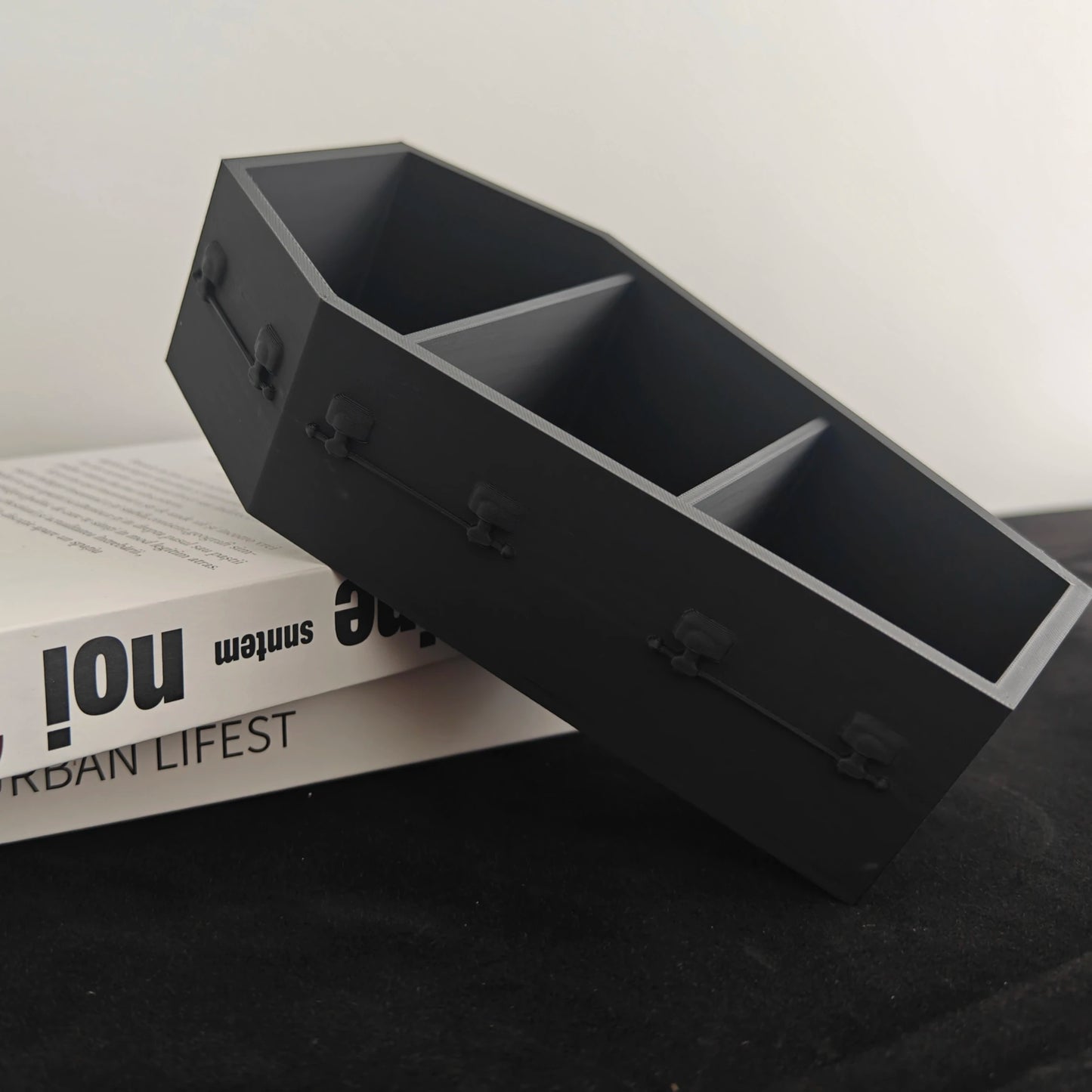 1pc 3D printed Halloween decoration coffin storage box, Gothic style home decoration, wall mounted coffin storage box