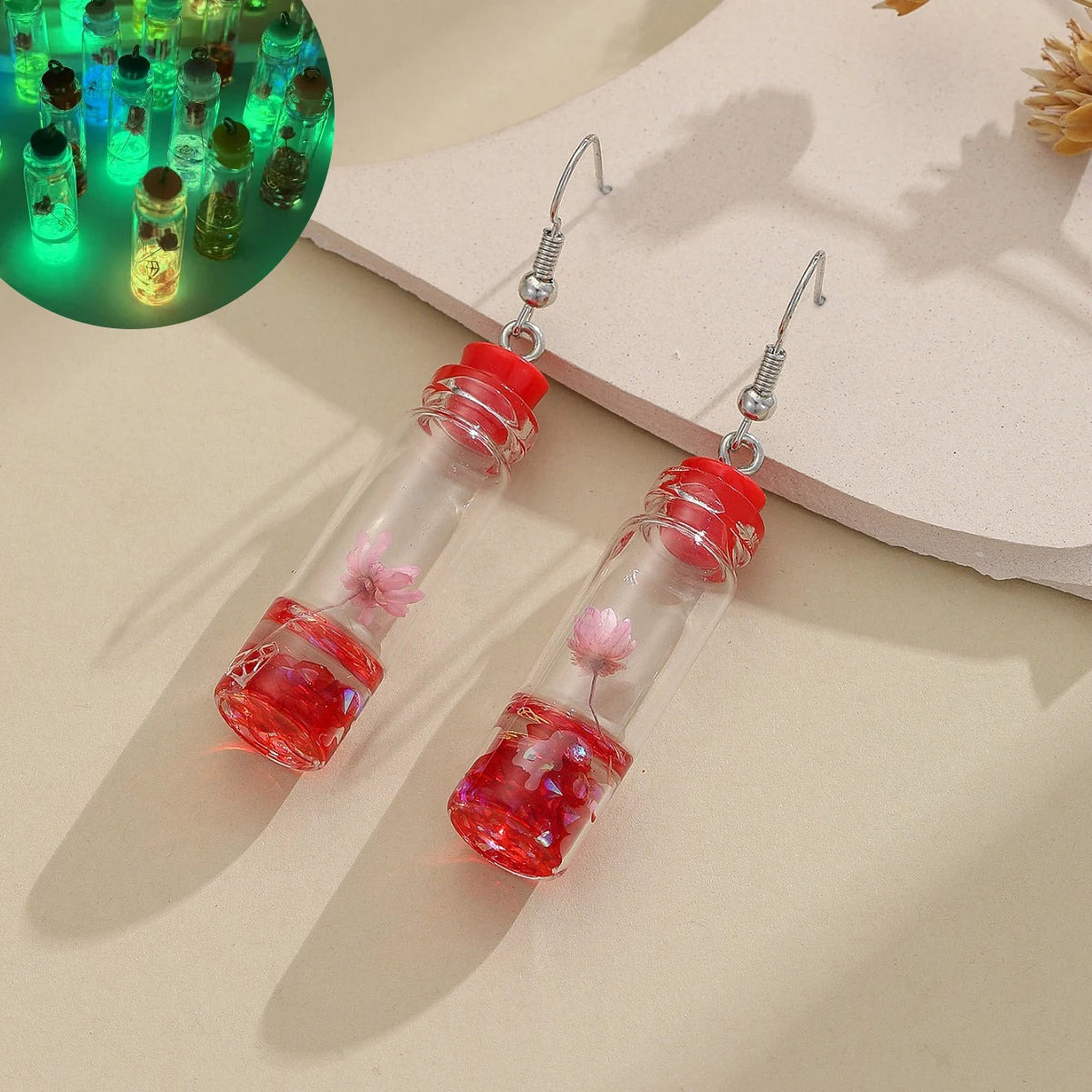 Ghost in Bottle Earrings Glow in the Dark Ghost Dangle Earrings Luminous Halloween Jewelry for Women and Girl
