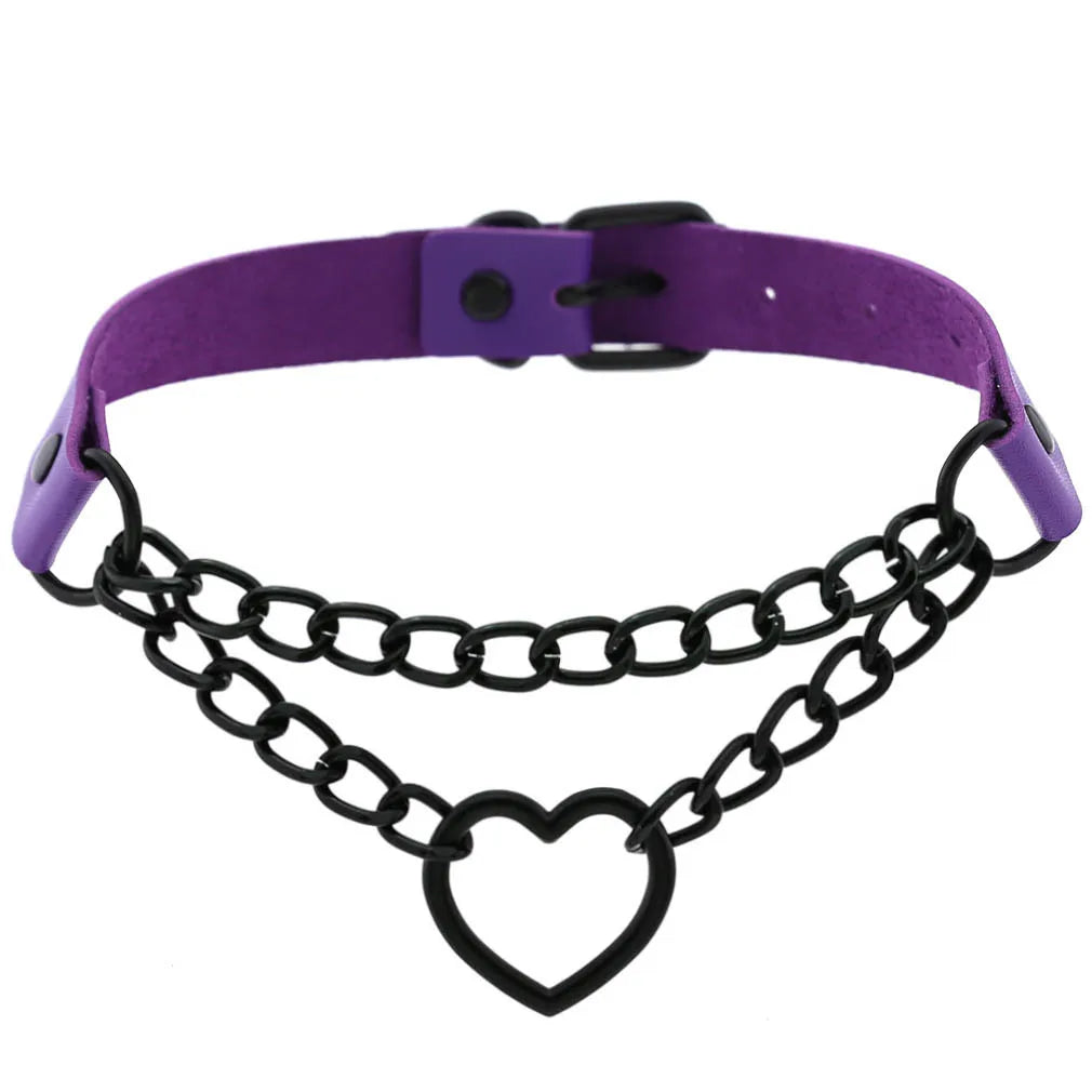 DIEZI Vintage Purple PU Leather Choker Necklace For Women Men Gift  Punk Gothic Statement Collar Pendant Necklace New Jewelry