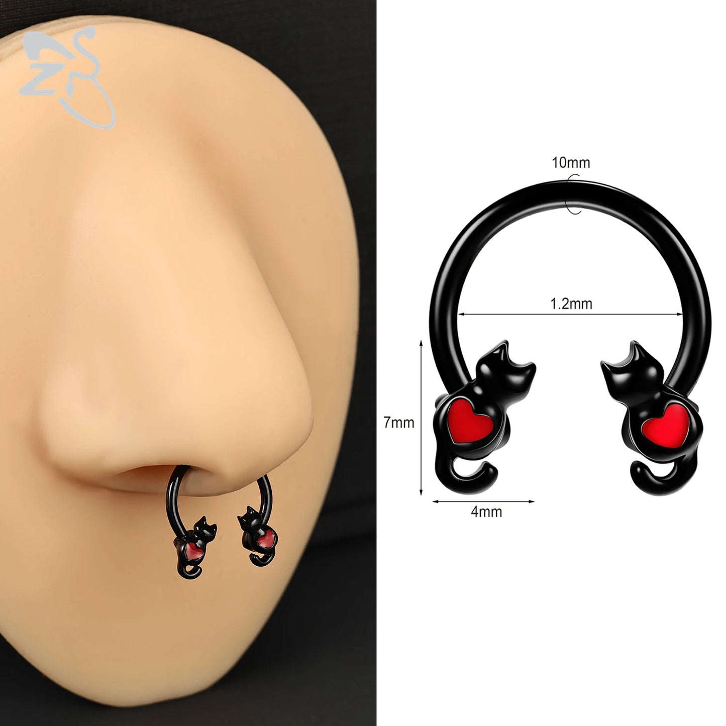 ZS 1 Piece Punk Stainless Steel Nose Ring Men Women Pumpkin Bat Septum Piercings Hallowmas Cartilage Helix Piercing Body Jewelry