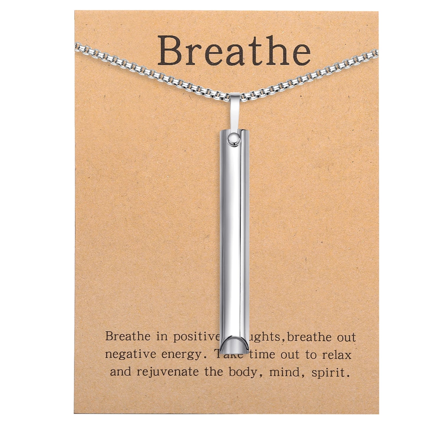 Stainless steel Mindful Breathing Necklace, Anxiety Relief ItemsThe Necklace for Anxiety, Stress, Panic Meditation Tools