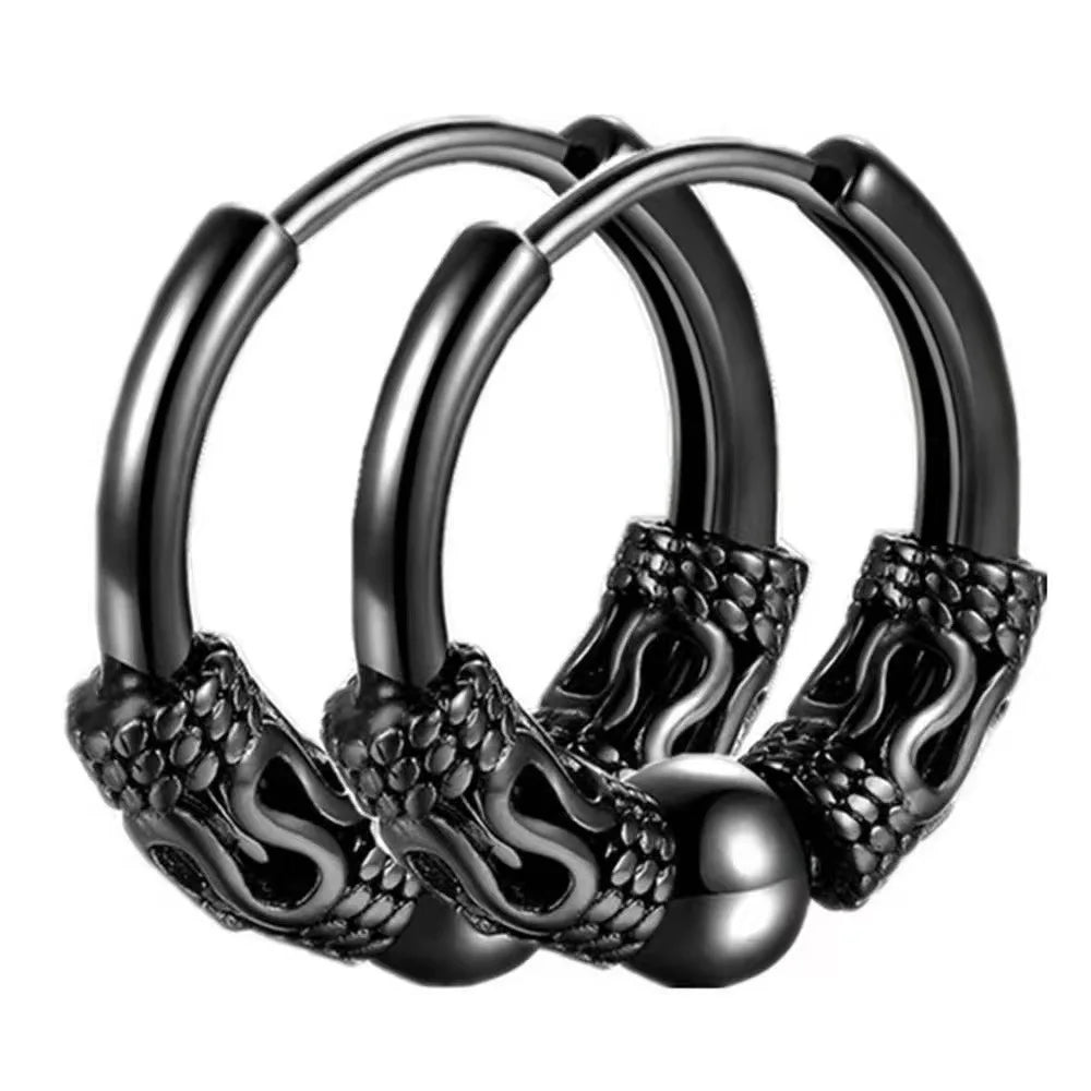 2pc Stainless Steel Cross Hoop Earrings for Men and Women Punk Black Cartilage Earrings Round Street Hip Hop Rock Jewelry Gifts