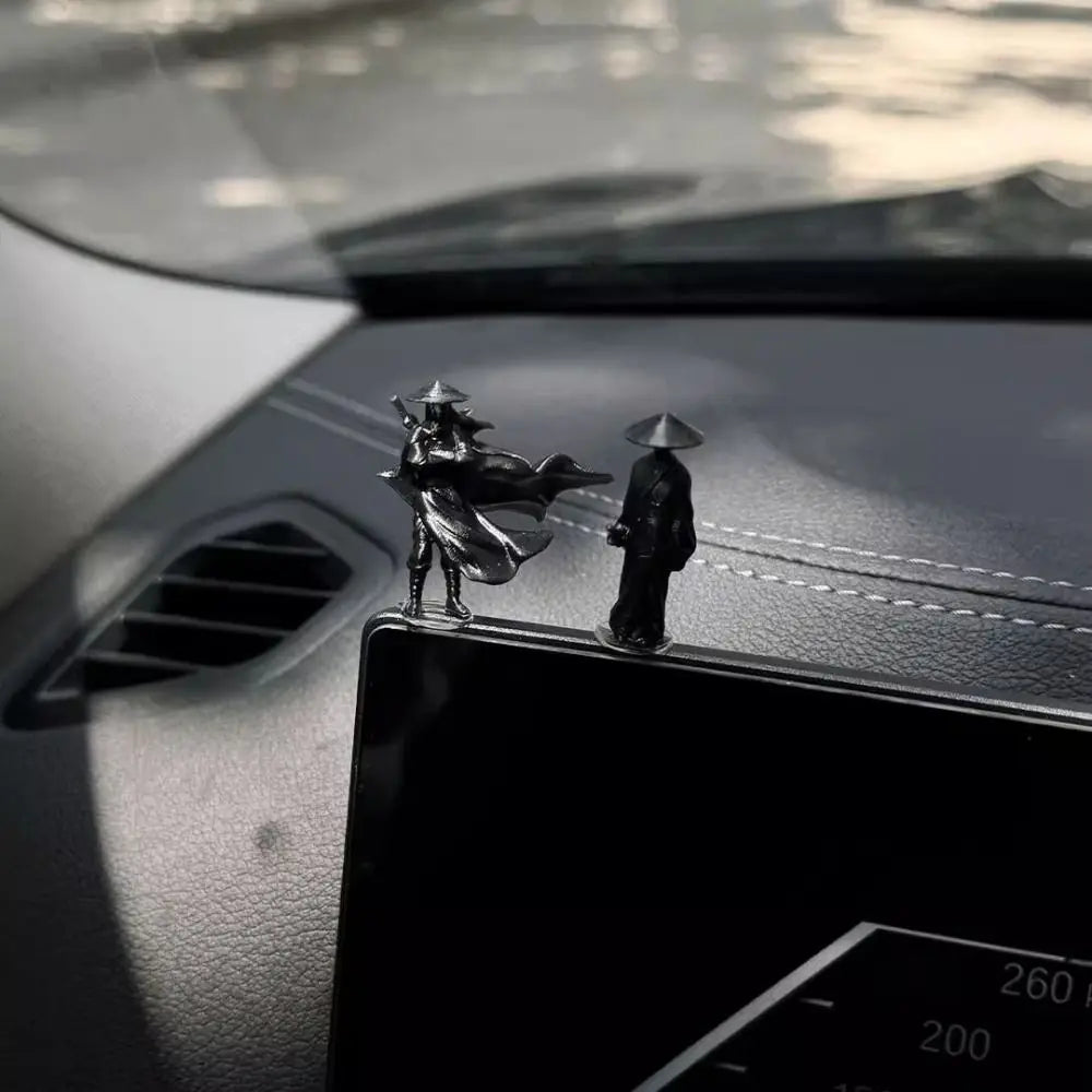 6Pcs/set Mini Chinese Swordsman Figure Exquisite Ancient Car Statue Ornament Cartoon Swordsman Miniatures Interior Decor