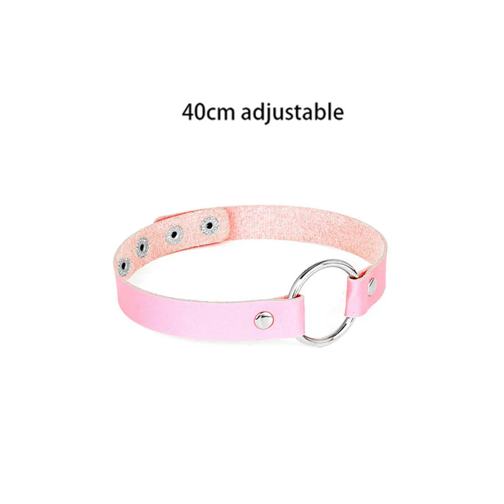 Pink Sexy Trendy Rock Gothic Collar Necklaces Jewelry Gothic Leather Heart Rivets Harajuku Punk Choker Necklace for Women Gift