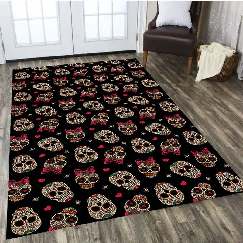 Skull Horror Series Carpet Living Room Home Decor Sofa Table Rug Anti Slip Chair Cushion Lounge Mat picnic camping children  Art