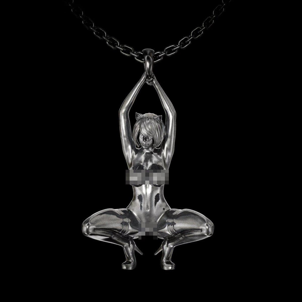 Unique Sexy Angel Goddess Pendant Necklace for Men Women Long Chain Necklace Gothic Punk Ex Machina Necklace Statement Jewelry