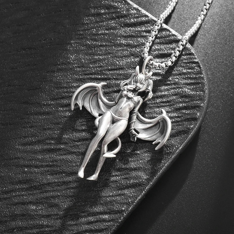 Fashion silver color guardian angel pendant necklace men and women personality angel wings prayer pendant necklace couple gift