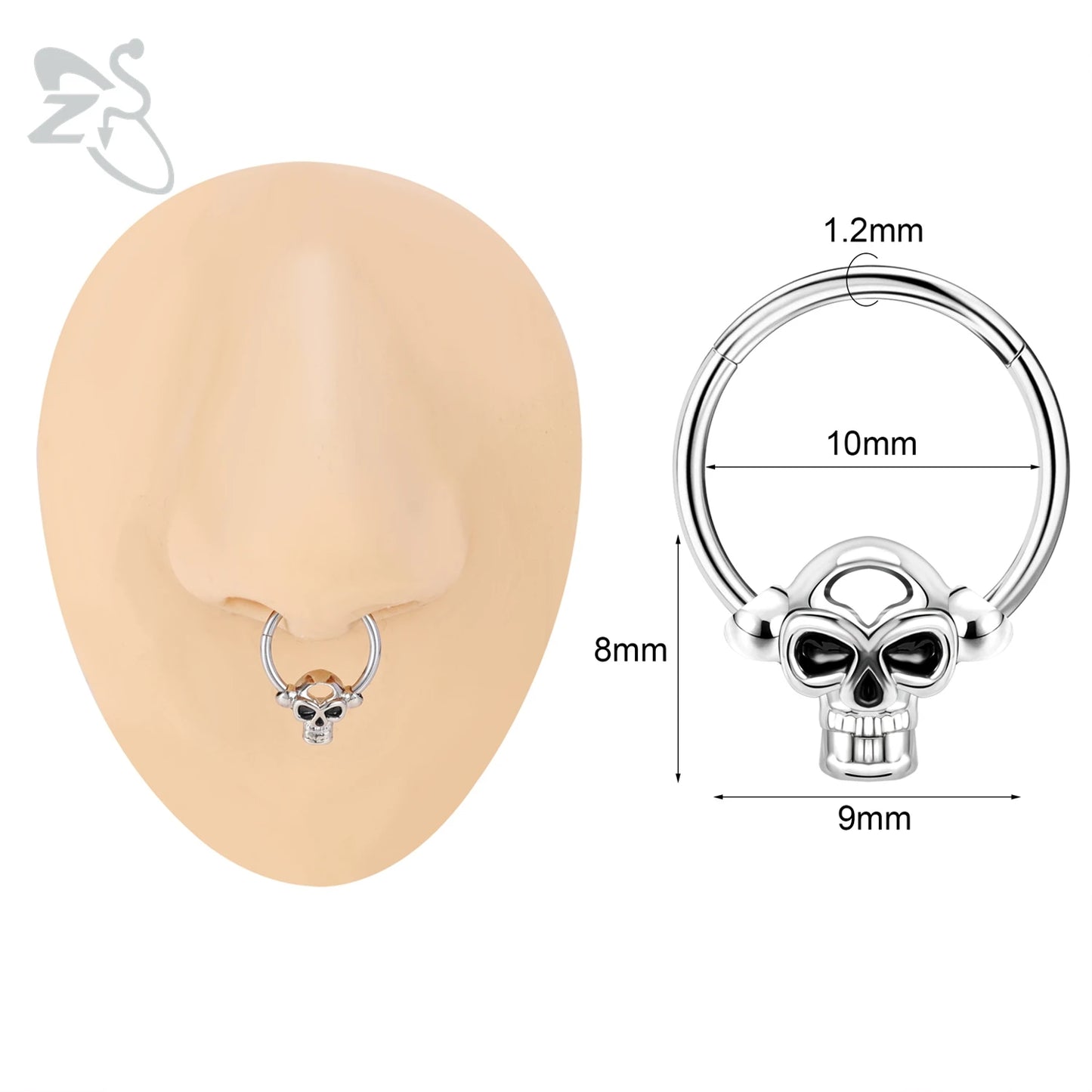ZS 1 Piece Punk Stainless Steel Nose Ring Men Women Pumpkin Bat Septum Piercings Hallowmas Cartilage Helix Piercing Body Jewelry