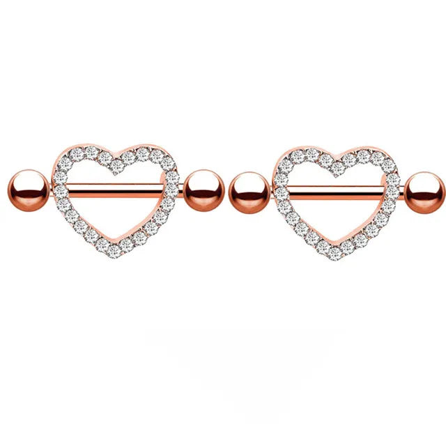 Stainless Steel Crown Nipple Piercing Set Heart Nipple Jewelry Bulk Crystal Nipple Ring Lot Piercing Pezon Body Jewelry Pack