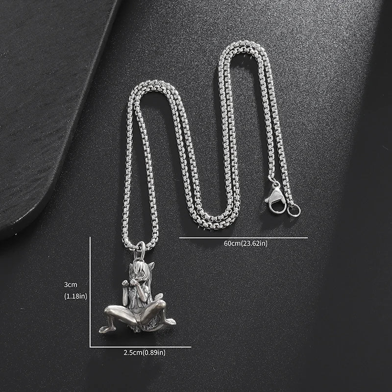 Fashion Cartoon Cute and Well-Behaved Cat Ears Goddess Necklace Ladies Pendant Anime Maid Cosplay Jewelry Gift for Girls