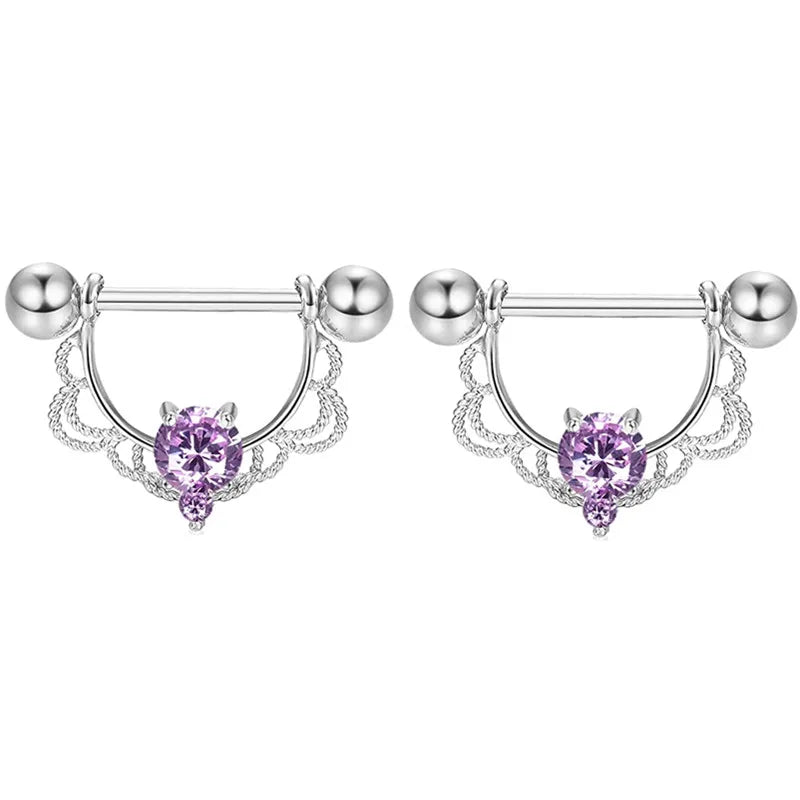 Stainless Steel Crown Nipple Piercing Set Heart Nipple Jewelry Bulk Crystal Nipple Ring Lot Piercing Pezon Body Jewelry Pack