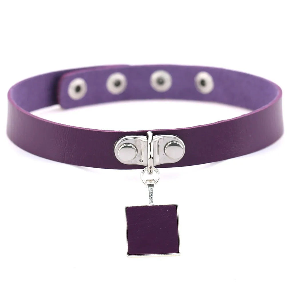 DIEZI Vintage Purple PU Leather Choker Necklace For Women Men Gift  Punk Gothic Statement Collar Pendant Necklace New Jewelry
